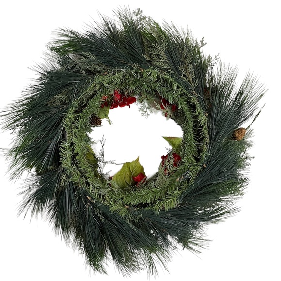 Evergreen Holiday Wreath, Winter Wreath, Measures: 28 inches - Picture 6 of 7